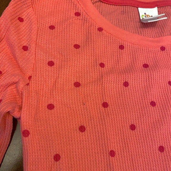 Circo Girls L 10/12 Thermal Long Sleeve Pink with Red Polka Dots - Picture 3 of 5